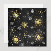 Carte De Remerciements Les flocons dorés de Noël sur l'Arrière - plan noi (Devant / Derrière)