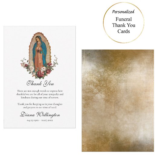 Carte De Remerciements Les funérailles de Notre-Dame de Guadalupe