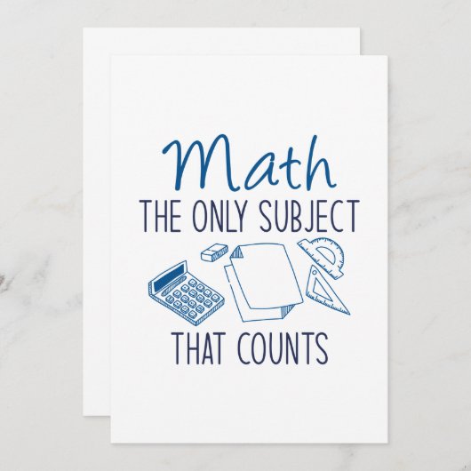 Carte De Remerciements Les Maths Le Seul Sujet Qui Compte (Devant / Derrière)