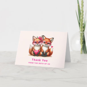 Carte De Remerciements Les mignons renards orange en amour