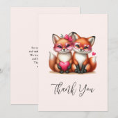 Carte De Remerciements Les mignons renards orange en amour (Devant / Derrière)