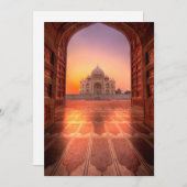 Carte De Remerciements Les monuments | Taj Mahal, Inde au coucher du sole (Devant / Derrière)