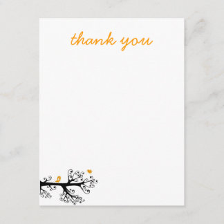 Carte De Remerciements Les oiseaux simples sur la branche d'arbre vous