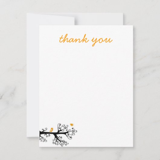 Carte De Remerciements Les oiseaux simples sur la branche d'arbre vous (Devant)
