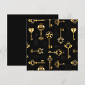 Carte De Remerciements Les Patters de Seamless avec Golden Keys (Devant / Derrière)