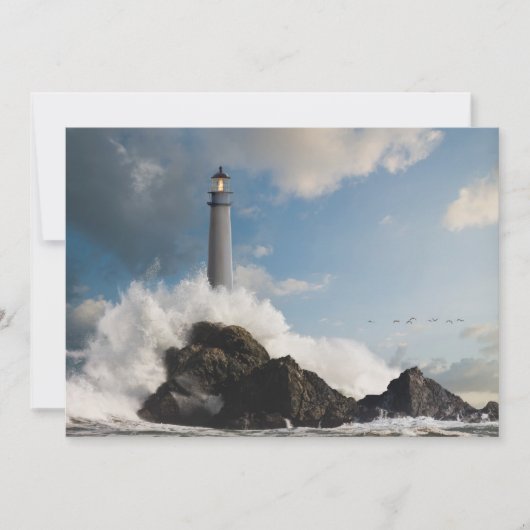 Carte De Remerciements Les phares | Phare Avec Vagues De Crise (Devant)