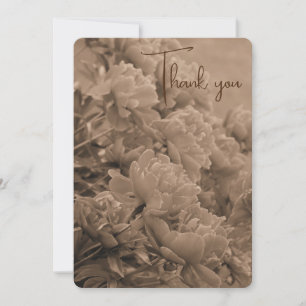 Carte De Remerciements Les pivoines face à la lumière à Sepia