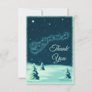Carte De Remerciements Les rennes tirent Noël au Père Noël
