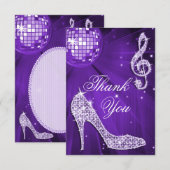 Carte De Remerciements L'étincelle pourpre de boule de disco gîte le (Devant / Derrière)