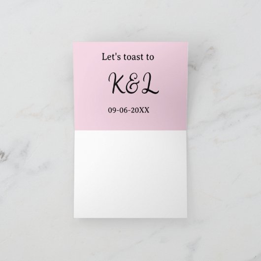 Carte De Remerciements Let's toast to wedding engagement name letter pink (Intérieur)