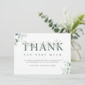 Carte De Remerciements Lettre botanique d'eucalyptus verte et blanche (Debout devant)