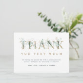 Carte De Remerciements LETTRE BOtanique Eucalyptus OR (Debout devant)