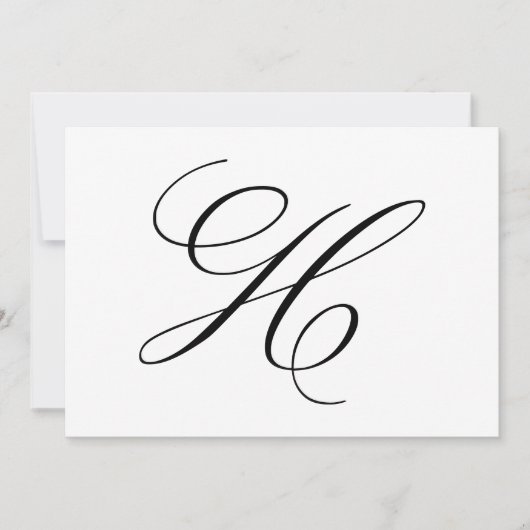 Carte De Remerciements Lettre calligraphie H Monogramme Mariage (Devant)