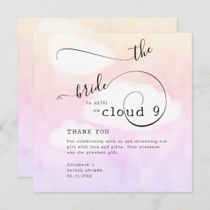 Carte De Remerciements Lettre de Cloud 9 Fête des mariées rose humoristiq