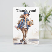 CARTE DE REMERCIEMENTS LETTRE FÉLICITE PERTINENTE PORTEUSE (Debout devant)