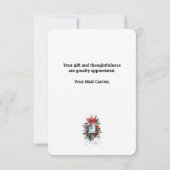 Carte De Remerciements LETTRE FÉLICITE PORTE Noël (Dos)