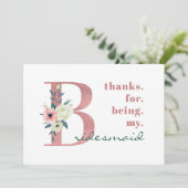 Carte De Remerciements LETTRE Mariage Pink Floral (Debout devant)