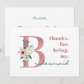 Carte De Remerciements LETTRE Mariage Pink Floral (Devant / Derrière)