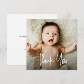 Carte De Remerciements Lettre personnalisée moderne pour Baby shower phot (Devant / Derrière)