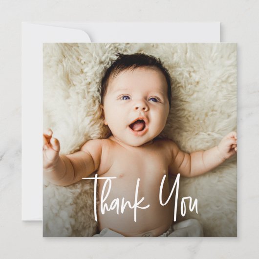 Carte De Remerciements Lettre personnalisée moderne pour Baby shower phot (Devant)