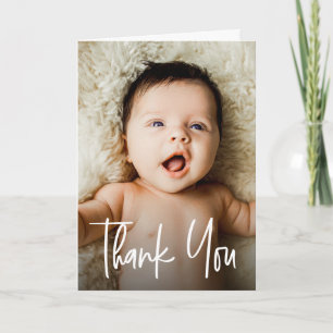 Carte De Remerciements Lettre personnalisée pour baby shower photo modern