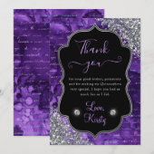 Carte De Remerciements Lettres de sirène d'iridescente pourpre Quinceaner (Devant / Derrière)
