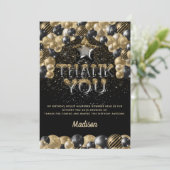 Carte De Remerciements Lettres d'or noir de luxe Anniversaire (Debout devant)