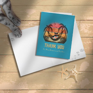Carte De Remerciements L'évasion tropicale du Chat Cool
