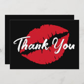 Carte De Remerciements Lèvres blanches et rouges (Devant / Derrière)