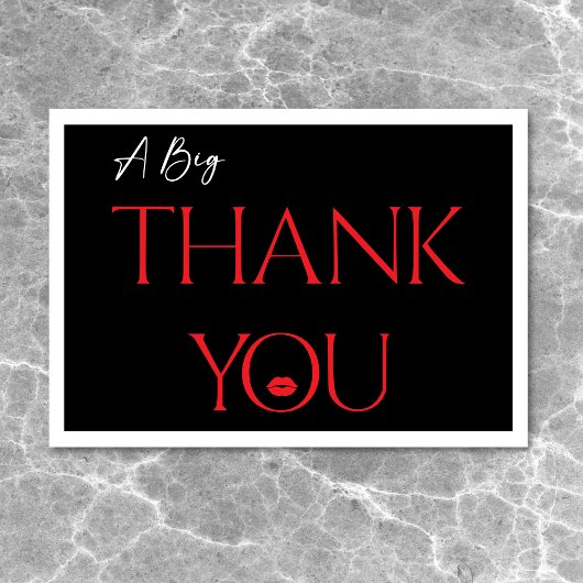 Carte De Remerciements Lèvres rouges minimales modernes Elle a trente ans