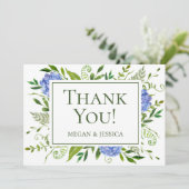 Carte De Remerciements LGBTQ Blue Hydrangeas Floral (Debout devant)