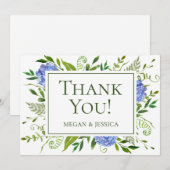 Carte De Remerciements LGBTQ Blue Hydrangeas Floral (Devant / Derrière)