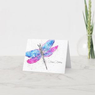 Carte De Remerciements Libellule aquarelle rose bleu classique  Anniversa