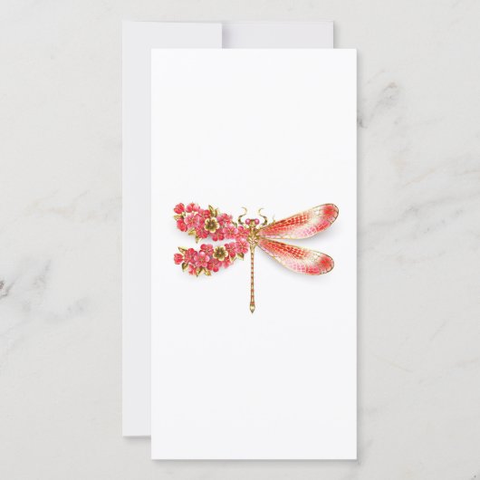 Carte De Remerciements libellule de fleurs avec sakura de bijoux (Devant)