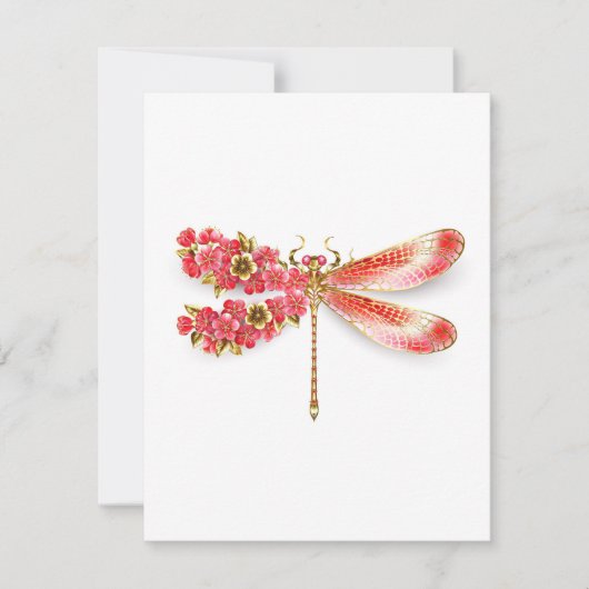 Carte De Remerciements libellule de fleurs avec sakura de bijoux (Devant)