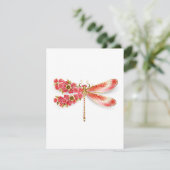 Carte De Remerciements libellule de fleurs avec sakura de bijoux (Debout devant)