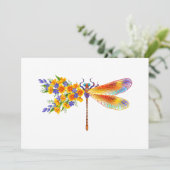 Carte De Remerciements libellule de fleurs jaunes (Debout devant)