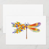 Carte De Remerciements libellule de fleurs jaunes (Devant / Derrière)