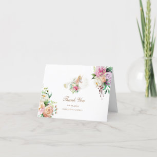 Carte De Remerciements licorne florale magique