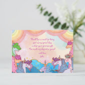 Carte De Remerciements Licorne pastel arc-en-ciel Anniversaire Enfants (Debout devant)