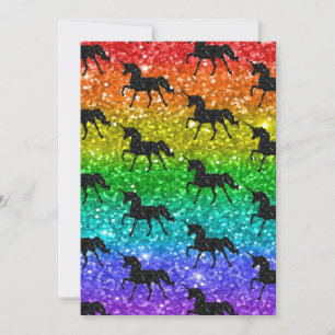Carte De Remerciements Licorne Silhouette Arc-en-ciel Paillettes Fierté L