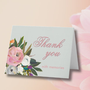 Carte De Remerciements Lien photo floral élégant pour une fête d'annivers