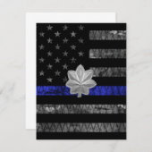 Carte De Remerciements Lieutenant-colonel Thin Blue Line Distorsion (Devant / Derrière)