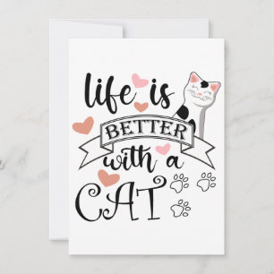 Carte De Remerciements Life is Better With a Cat quote slogan