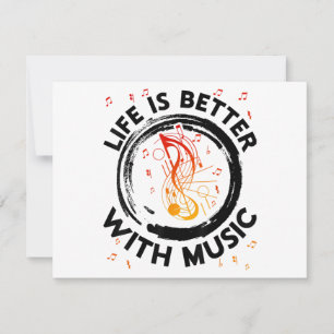 Carte De Remerciements Life is Better With Music Notes Musicien Musique L