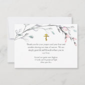 Carte De Remerciements Light Pink Silver Gray Flower Branch Funeral       (Devant)