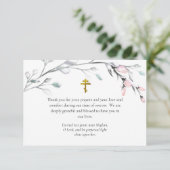 Carte De Remerciements Light Pink Silver Gray Flower Branch Funeral       (Debout devant)