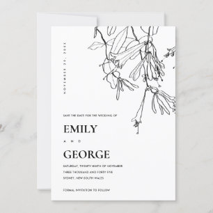 CARTE DE REMERCIEMENTS LIGNE BLANCHE NOIRE DESSIN FLORAL ENREGISTRER LA C