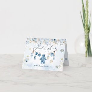 Carte De Remerciements Ligne bleueLigne froide à l'extérieur bébé garçon