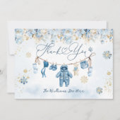 Carte De Remerciements Ligne bleueLigne froide à l'extérieur bébé garçon (Devant)